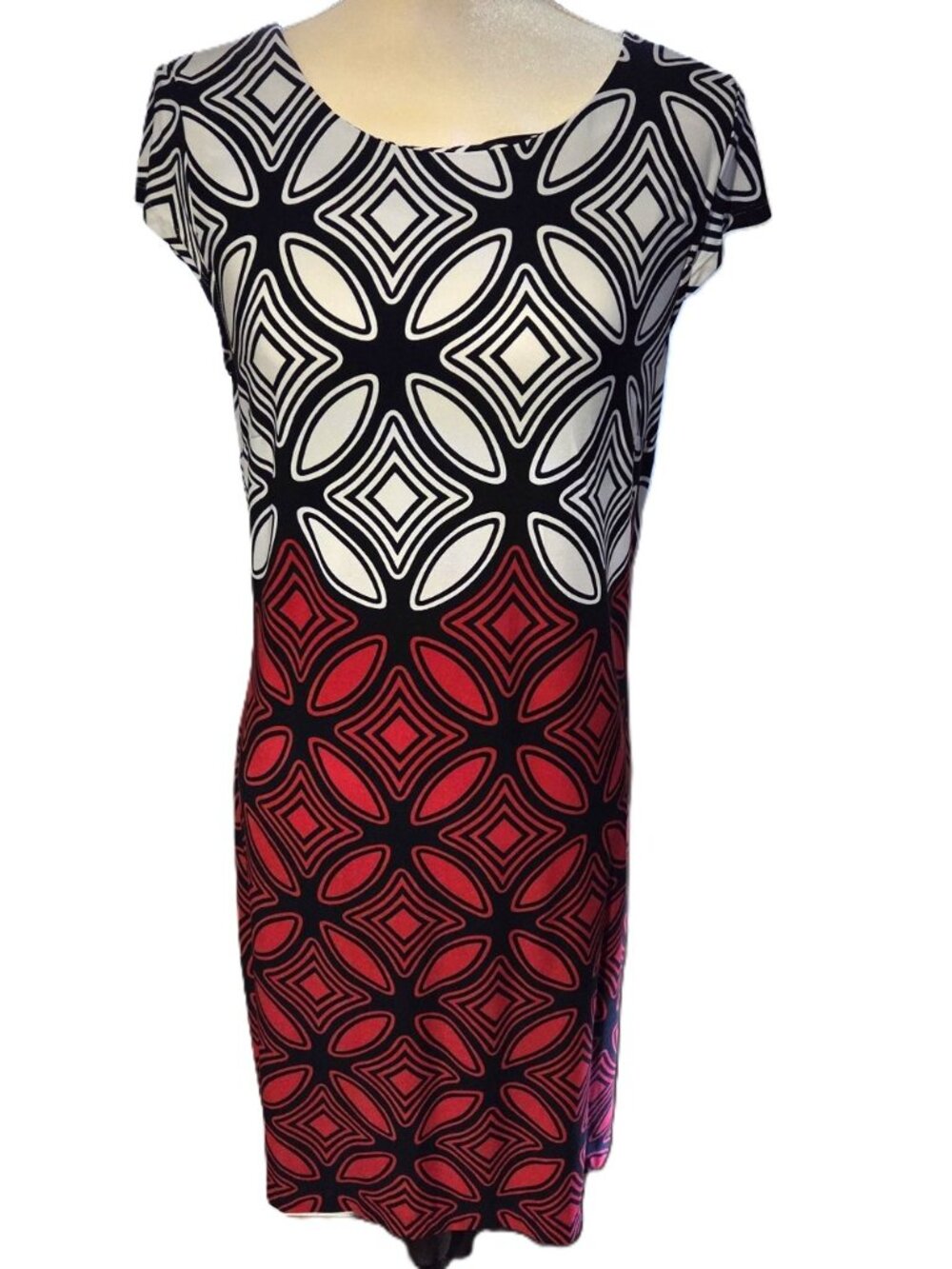 R&K Geometric Print Red & Black Women's Dress